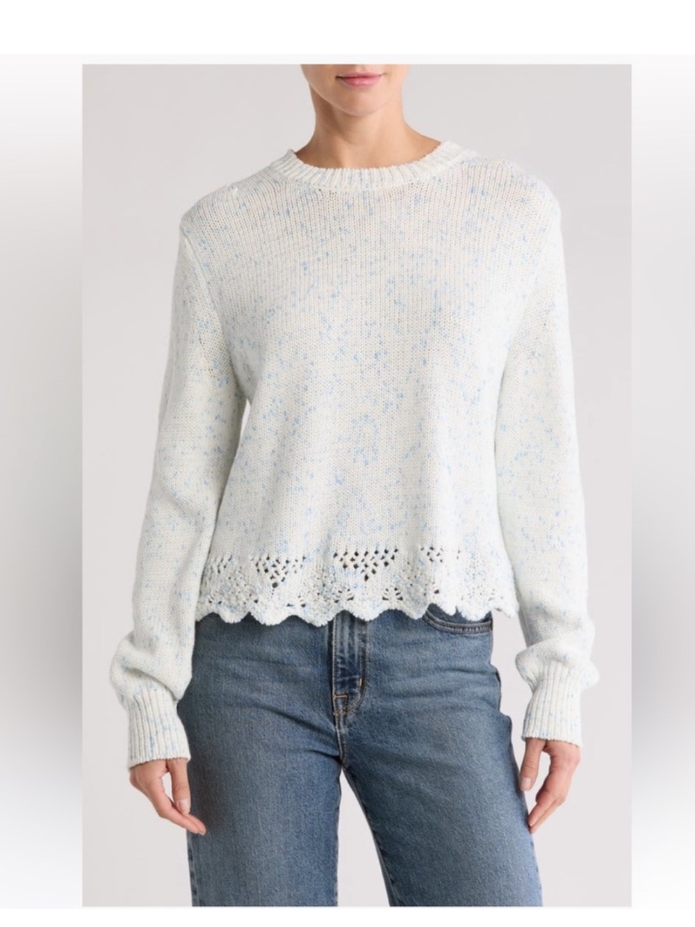 French Connection Nevanna Scalloped Hem Sweater Cottagecore romantic